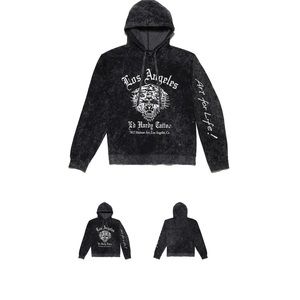Men’s Large Ed Hardy Tattoo Los Angeles Tiger “Art For Life” Acid Washed Hoodie